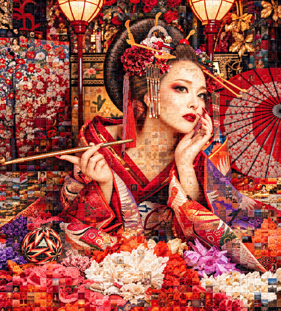 写真を並べて一枚の絵にしたフォトモザイクアート